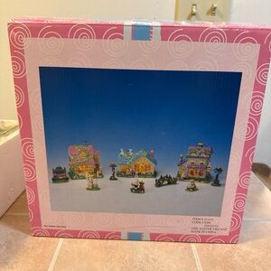 Vintage 10 pc Easter Village Bunny 211421 Decor